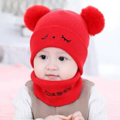 kids beanie &neckwarmer set wool winter