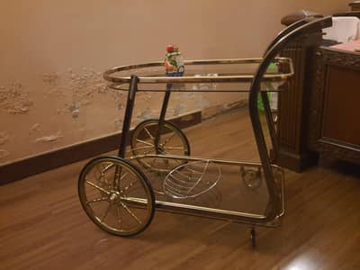 Glass Trolley with Metal Frame